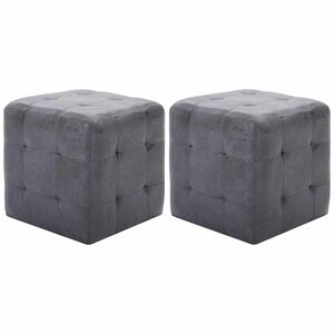 vidaXL Пуфове, 2 бр, сиви, 30x30x30 см, изкуствен велур