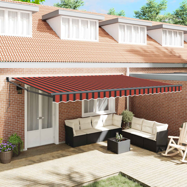 vidaXL Сенник Оранжево и кафяво 500 x 300 x 165 см Полиестер и метал