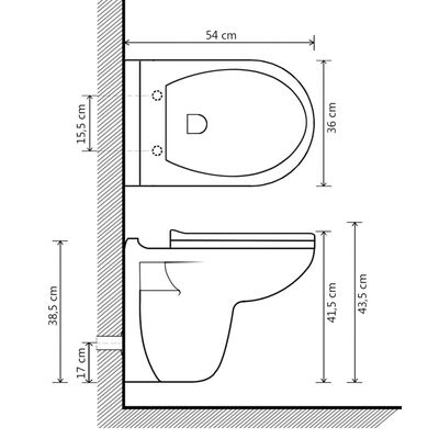vidaXL Конзолна тоалетна чиния с плавно затваряне, керамична, бяла