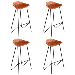 vidaXL Бар столове, 4 бр, естествена кожа, кафяви