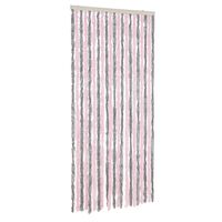 vidaXL Ресни за врата против мухи, сиво и розово, 90x220 см, шенил