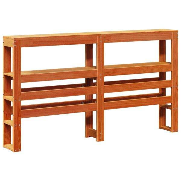 vidaXL Горна табла с рафтове, восъчнокафява, 135 см, масивно дърво бор