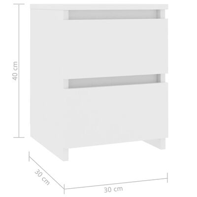 vidaXL Нощни шкафчета, 2 бр, бели, 30x30x40 см, ПДЧ