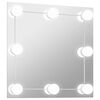 vidaXL Стенно огледало с LED лампи, квадратно, стъкло