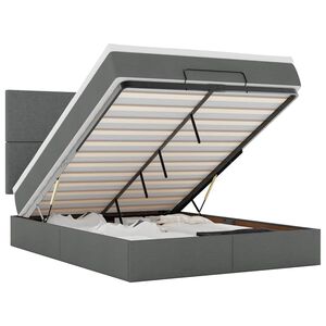 vidaXL Османска легло с матрак и LED, тъмносиво, 140x190 см, плат