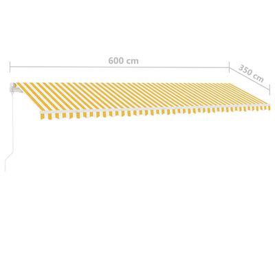 vidaXL Свободностояща ръчно прибираща се тента 600x350 см жълто/бяло