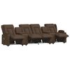 vidaXL 4-местен масажен реклайнер с държачи за чаши, кафяв, текстил