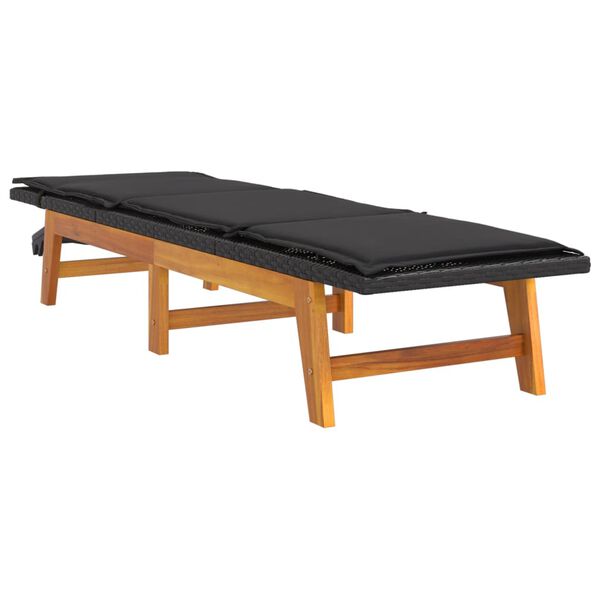 vidaXL Шезлонги с шалте, полиратан и акациево дърво масив