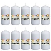 Bolsius Колонни свещи, 10 бр, 120x58 мм, бели