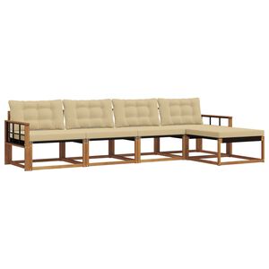 vidaXL Комплект дивани за открито 5 pcs Натурален и Бежов