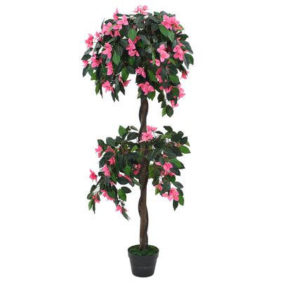 vidaXL Изкуствено растение рододендрон, 155 см, зелено и розово