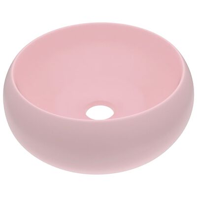 vidaXL Луксозна кръгла мивка, матово розова, 40x15 см, керамика