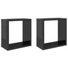 vidaXL Стенни кубични рафтове, 2 бр, сив гланц, 30x15x30 см