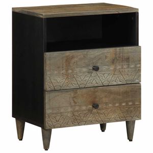 vidaXL Нощно шкафче Светло сиво 50x33x60 cm Масивна дървесина Манго