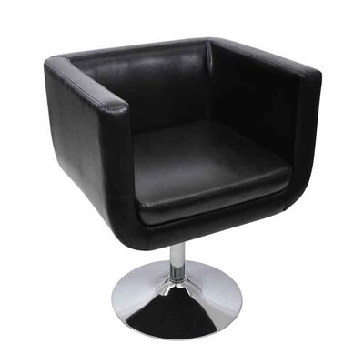vidaXL Бар стол, черен, изкуствена кожа