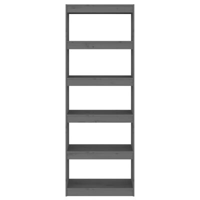 vidaXL Библиотека/разделител за стая, сива, 60x30x167,5 см, бор масив