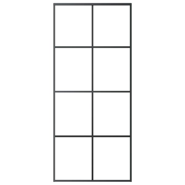 vidaXL Плъзгаща врата, алуминий и ESG стъкло, 90x205 см, черна