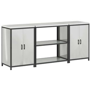 vidaXL Комплект за кухненско съхранение с рафт с врата 3 pcs Сребрист