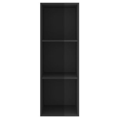 vidaXL ТВ шкаф за стенен монтаж, черен гланц, 37x37x107 см, ПДЧ