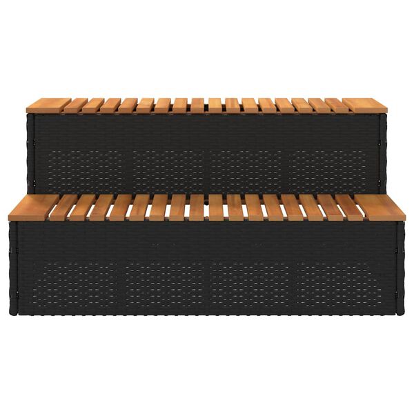 vidaXL Стъпало за джакузи Black 100x50x50,5 cm Поли ратан