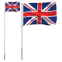 vidaXL Флаг на Обединеното кралство и стълб 5,55 м алуминий