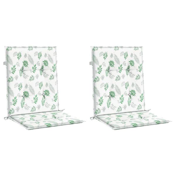 vidaXL Възглавници за стол с ниска облегалка, 2 бр, на листа, текстил