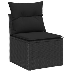 vidaXL Градински Софа Комплект с възглавница 8 pcs Черно полиратан