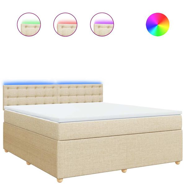 vidaXL Боксспринг легло с матрак, кремава, 180x200 см, плат