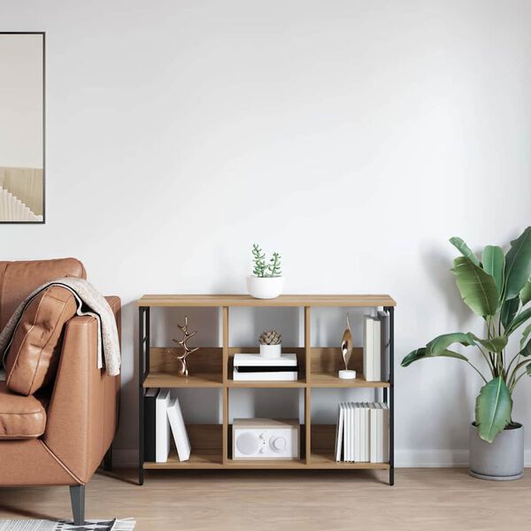 vidaXL Рафт за книги Дъб 102 x 32 x 72,5 см Инженерно дърво