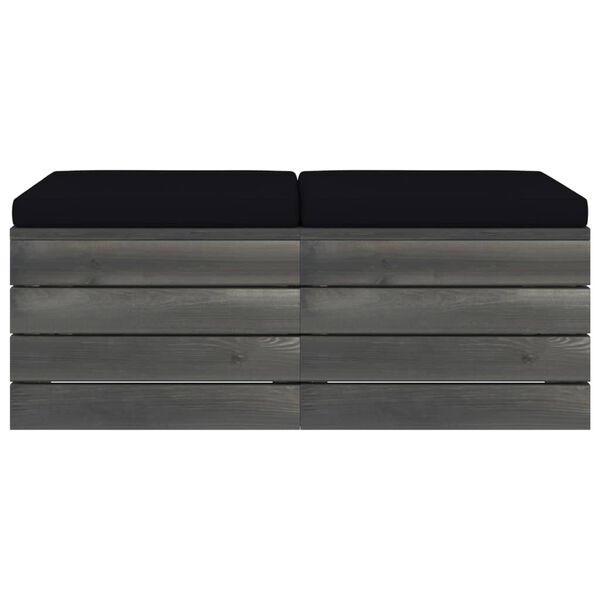 vidaXL Градински табуретки от палети 2 бр с възглавници бор масив