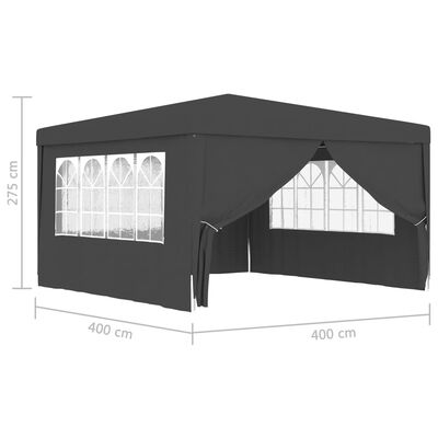 vidaXL Професионална парти шатра със стени 4х4 м антрацит 90 г/м²