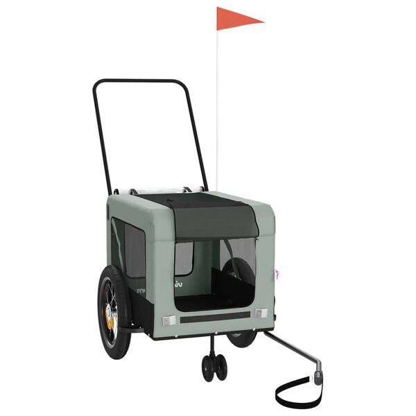 vidaXL Ремарке за колело за любимци сив и черен Оксфорд плат и желязо