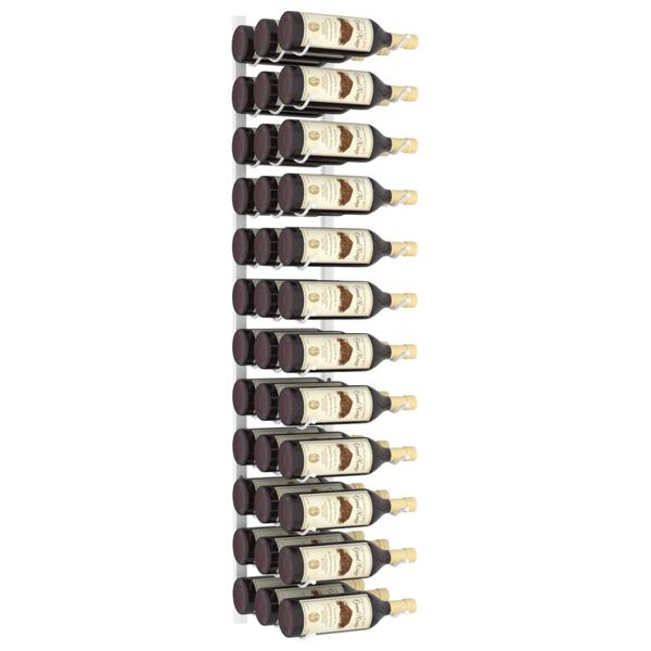 vidaXL Стойка за вино за 36 бутилки, стенен монтаж, бяла, желязо