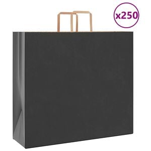 vidaXL Хартиени торбички 250 бр с дръжки черни 54x15x49 см