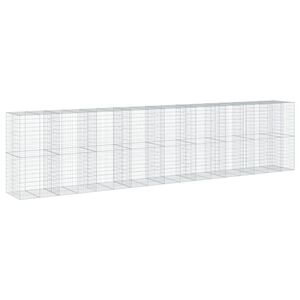vidaXL Габионна кошница с покритие, 850x100x200 см, поцинковано желязо