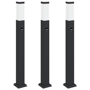 vidaXL Осветителни стълбове с датчик, 3 бр., 80 см, черни, IP44