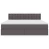 vidaXL Легло с място за съхранение и LED Сив 160 x 200 cm Изкуствена