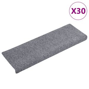 vidaXL Изтривалки за стълби, самозалепващи се, 30 бр., 65x21x4 см, светлосиви, с правоъгълен кант