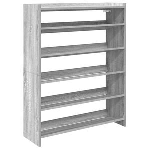 vidaXL Етажерка за обувки, сив сонома, 80x25x100 см, инженерно дърво