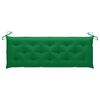 vidaXL Градинска пейка със зелена възглавница, 150 см, тик масив