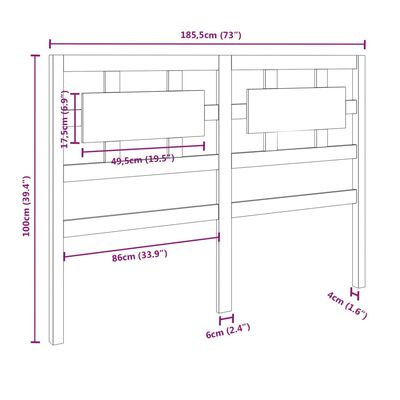 vidaXL Горна табла за легло, 185,5x4x100 см, бор масив