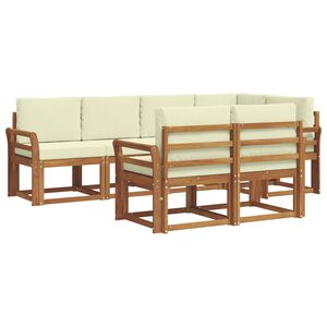 vidaXL Комплект дивани за открито 7 pcs Натурален и Крема