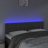 vidaXL LED горна табла за легло, тъмносива, 144x7x78/88 см, кадифе