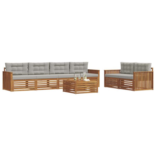 vidaXL Комплект дивани за открито 7 pcs Естествено и светло сиво