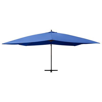 vidaXL Конзолен чадър с дървен прът, 400x300 см, лазурно синьо