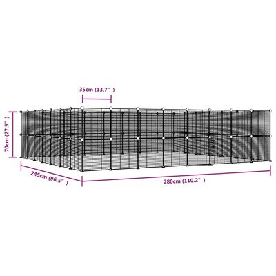 vidaXL Клетка за животни с врата, 60 панела, черна, 35x35 см, стомана