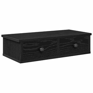vidaXL Стенен рафт с чекмеджета, черен, 60x28x15 см, инженерно дърво