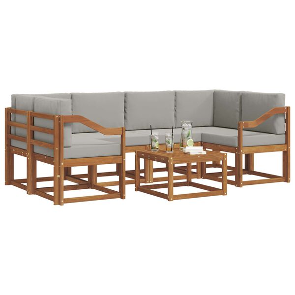 vidaXL Комплект дивани за открито 7 pcs Естествено и светло сиво