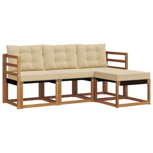 vidaXL Комплект дивани за открито 4 pcs Натурален и Бежов