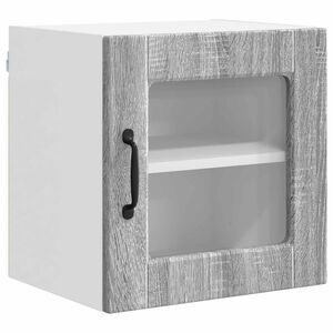 vidaXL Стенен стъклен шкаф PORTO Сив Сонома 40 x 31 x 40 см